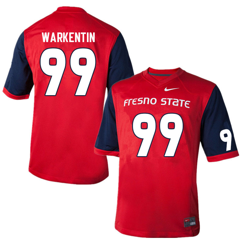 Men #99 Colby Warkentin Fresno State Bulldogs College Football Jerseys Sale-Red